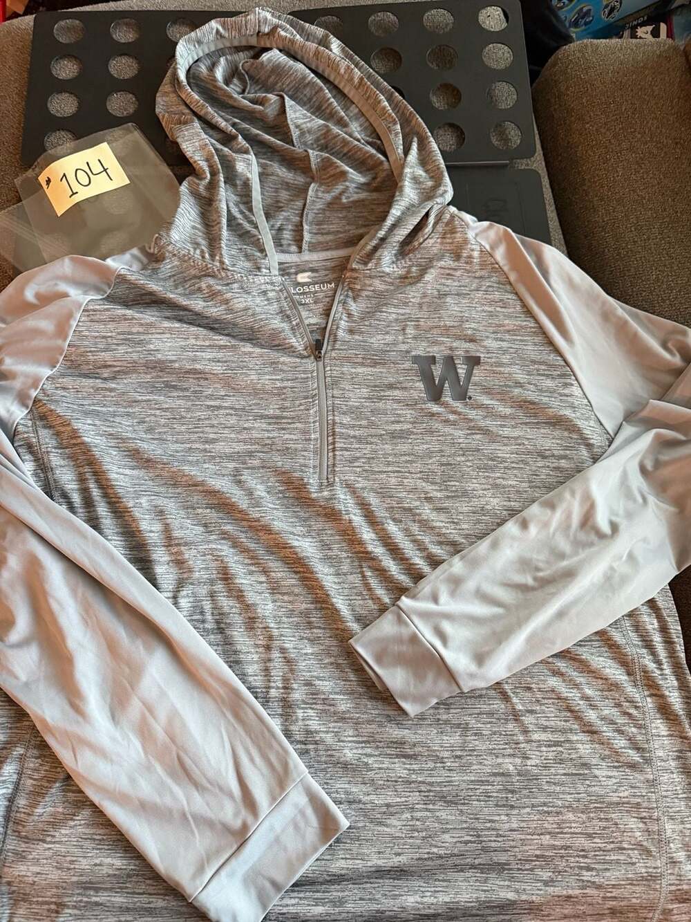 Colosseum Hoodie Size 3XL Gray Quarter Zip Washington Huskies